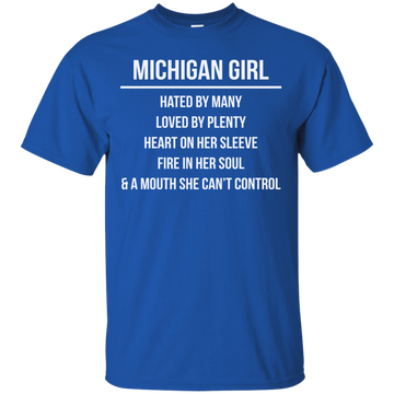 Michigan girl hated by many loved by plenty heart on her sleeve shirt, tank