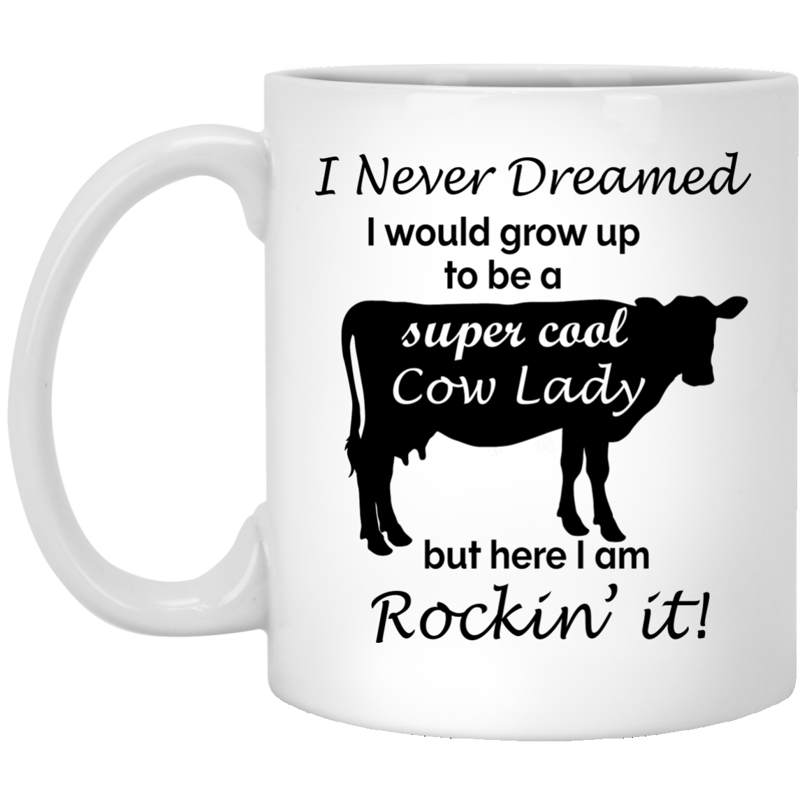 I never dreamed I would grow up to be a super cool Cow lady, but here I am, rockin' it mug