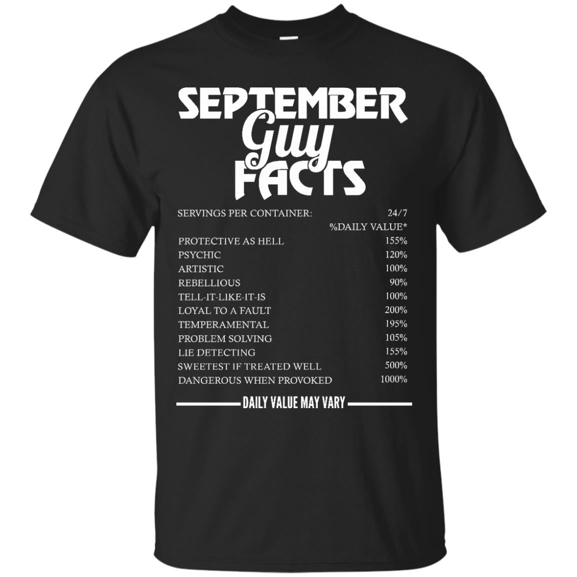 September guy facts servings per container shirt