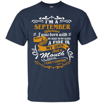 I'm A September Woman I Was Born With My Heart On My Sleeve Shirt, Hoodie, Tank
